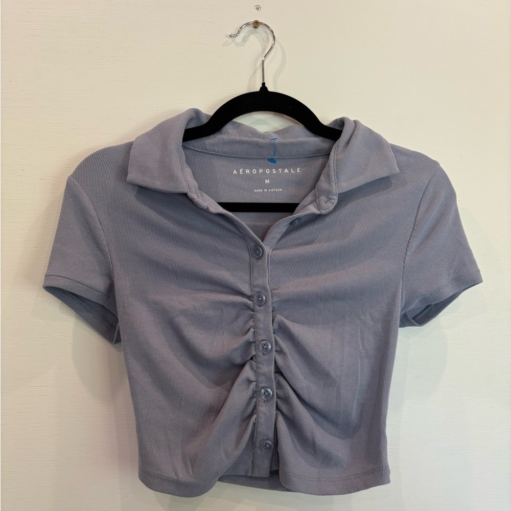 Aeropostale Women's pastel blue Button-Down Shirt